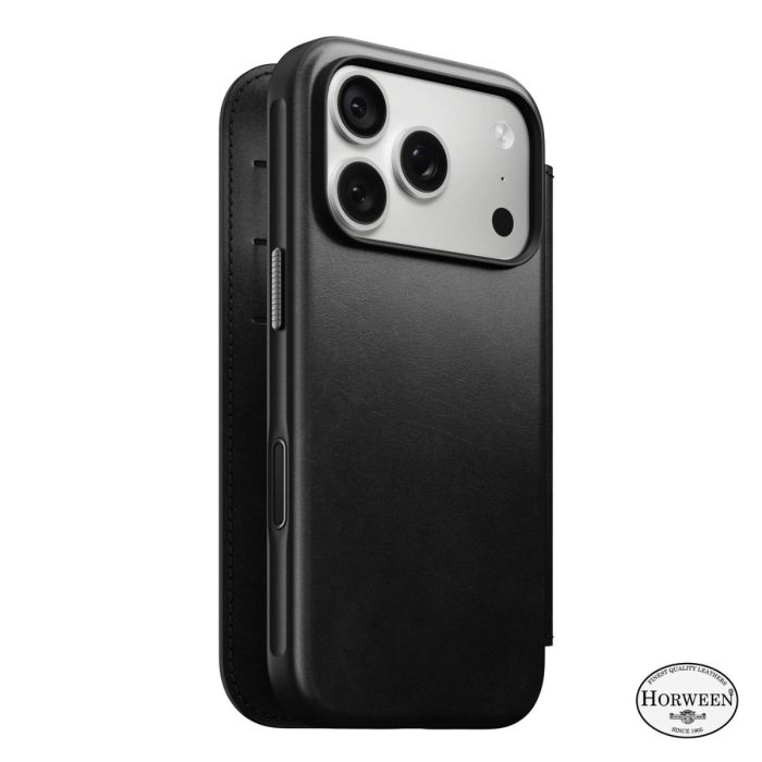 Nomad Modern Leren Folio Horween iPhone 18 Pro Zwart
