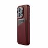 Mujjo Leather Wallet Case iPhone 15 Pro bordeaux sticky
