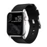 Nomad Active Leather Band Pro Zwart Connectr Zilver 42/44/45mm sticky