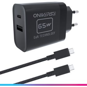 Oniverse AC Adapterkabel 65W USB C Switch 2 Zwart (1,5 meter)