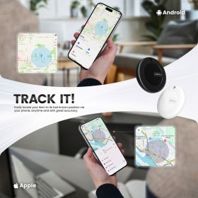 MiLi MiTag Duo Bluetooth Tracker voor iOS en Android, Werkt met Apple Zoek mijn en Google Vind-plek, Sleutelzoeker voor Sleutels, Tas en Bagage, IP67 Waterdicht, Vervangbare Batterij, 1 Pack