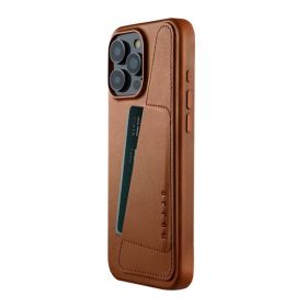 Mujjo Leather Wallet Case iPhone 16 Pro Max bruin
