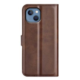 Casecentive Leren Wallet case met sluiting iPhone 14 donkerbruin
