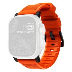 Nomad Rugged Strap Apple Watch (Ultra) 42mm / 44mm / 45mm / 49mm Orange Connector Black