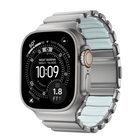 Nomad Stratos Titanium Strap Apple Watch 44mm / 45mm / 46mm / 49mm Natural / Icy Blue Glow