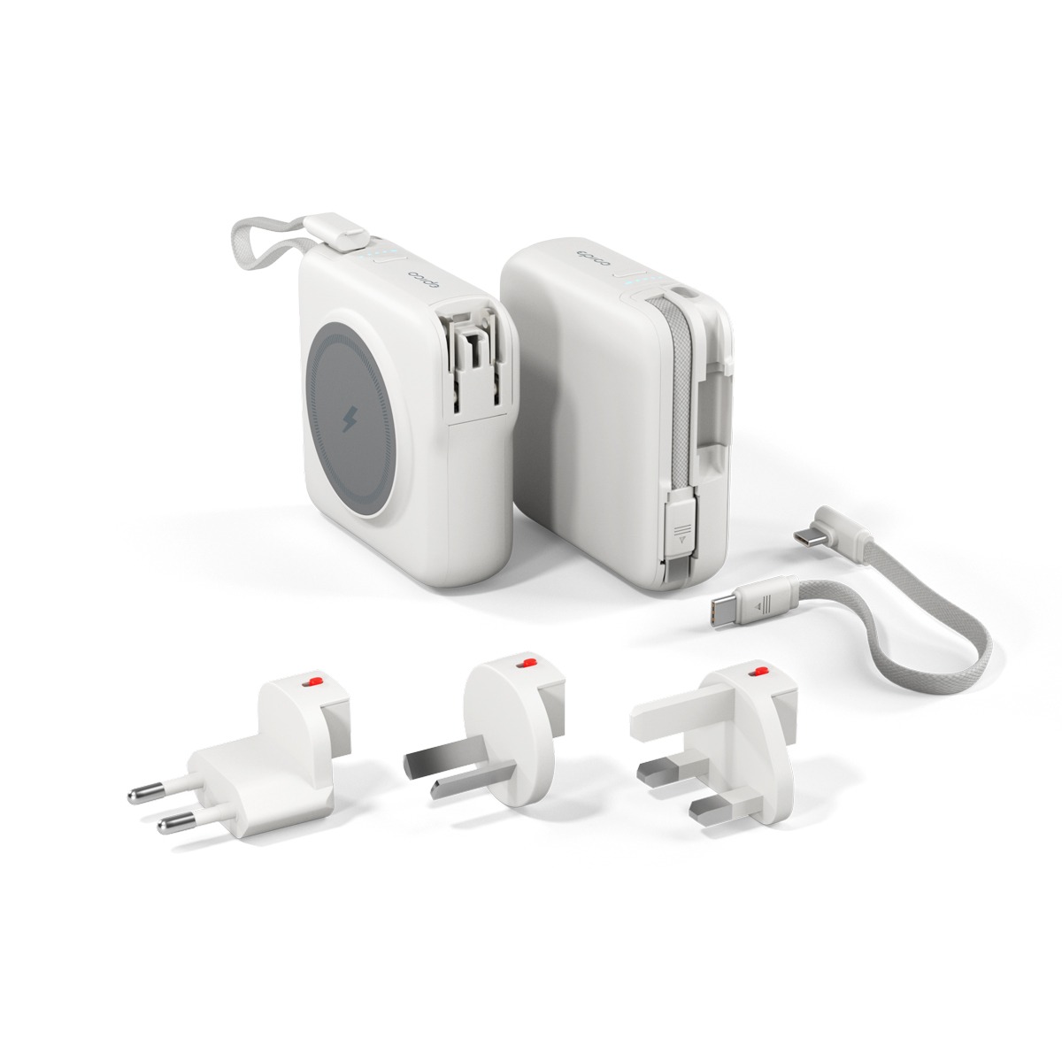 Epico Travel UltraPack 3-in-1 Draagbare Draadloze Magnetische Powerbank 10.000mAh en Wandlader Wit - 9915101100223