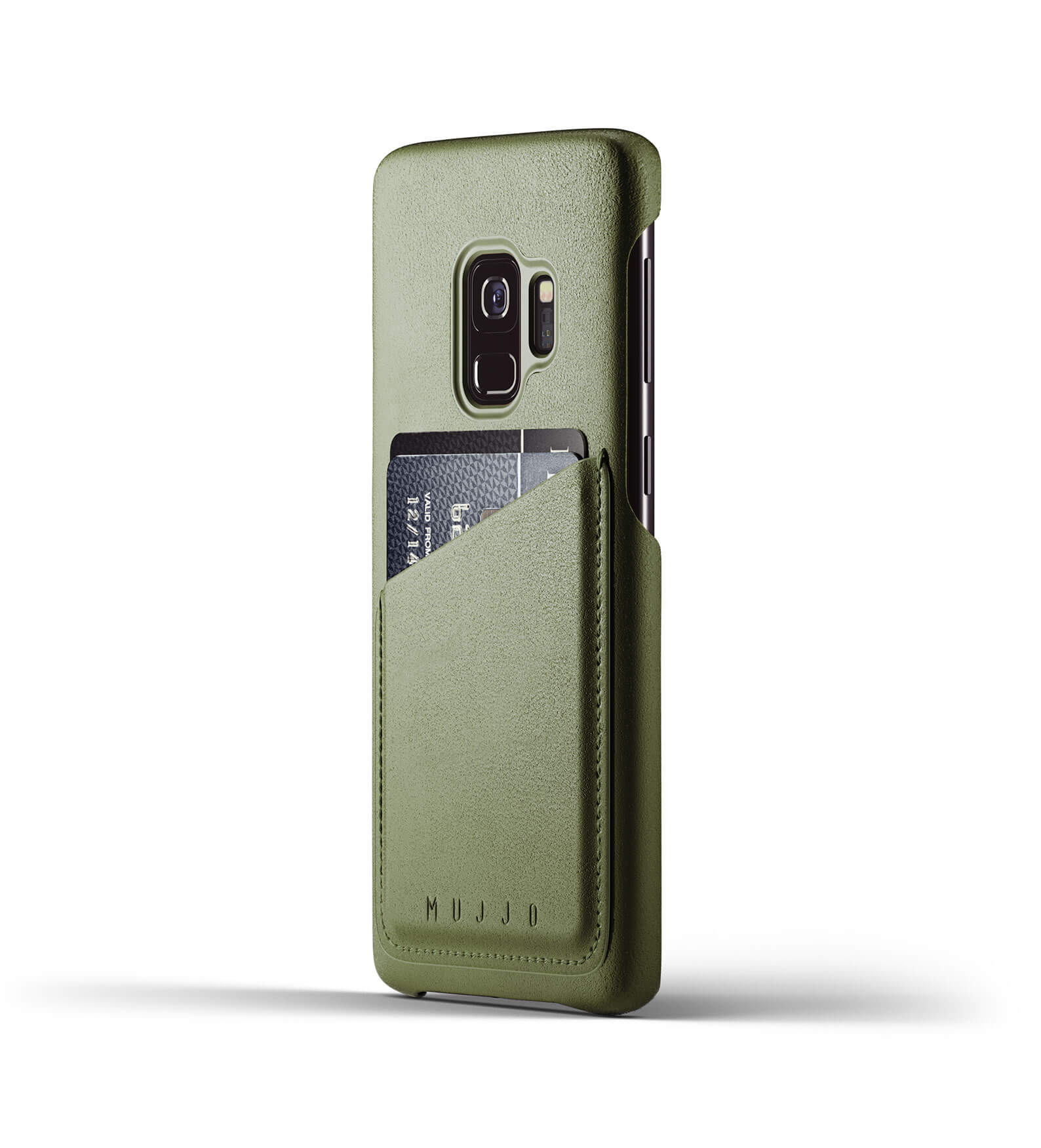Mujjo Leather Wallet Case Galaxy S9 Olive