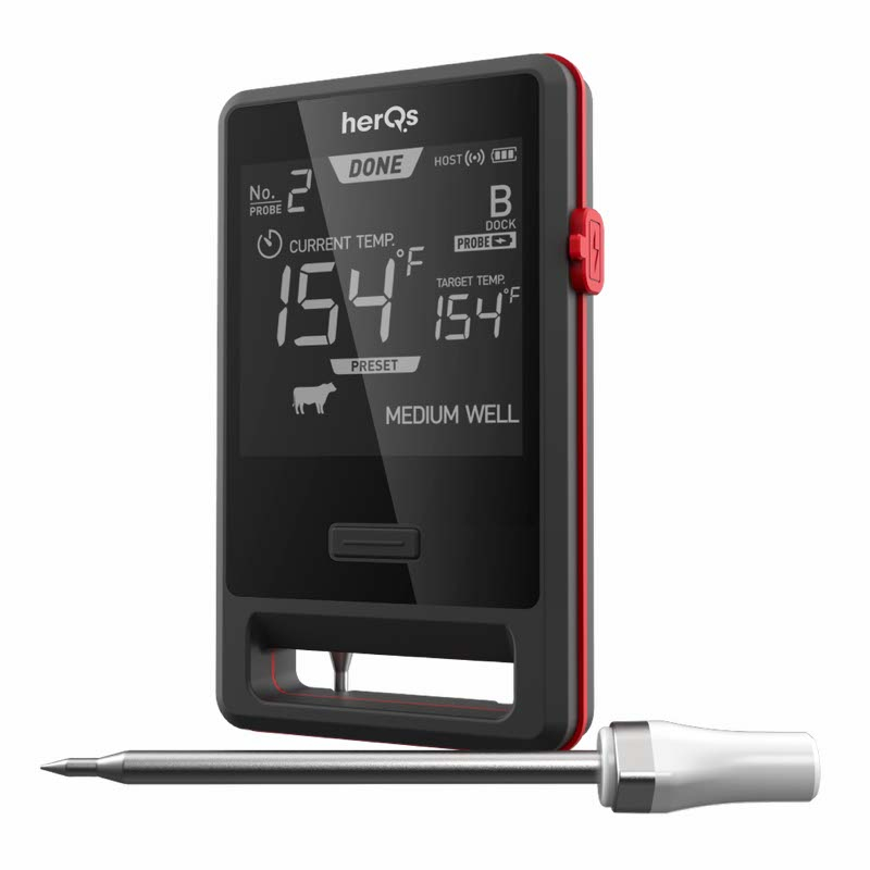 herQs - Pin PRO - Keuken thermometer, barbecue, digitale, kerntemperatuur, vleesthermometer, Bluetooth, app, draadloos, meater, thermometer