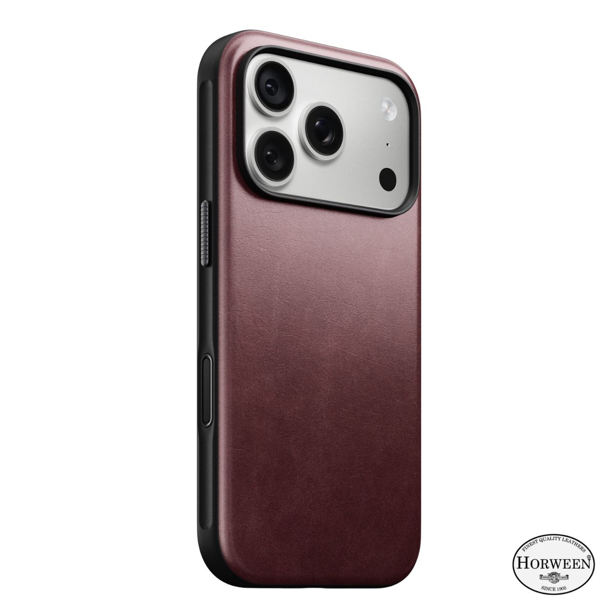 Nomad Modern Leren Hoesje Horween iPhone 18 Pro Bordeauxrood