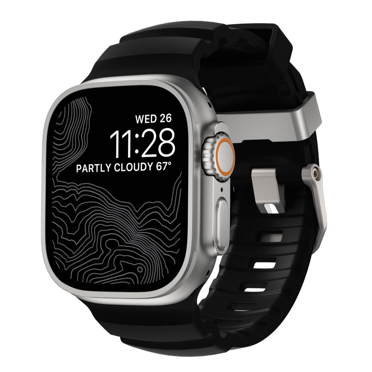 Nomad Rocky Point Band Apple Watch (Ultra) 42mm / 44mm / 45mm / 46mm / 49mm Carbon Black Connector Natural - NM009889858