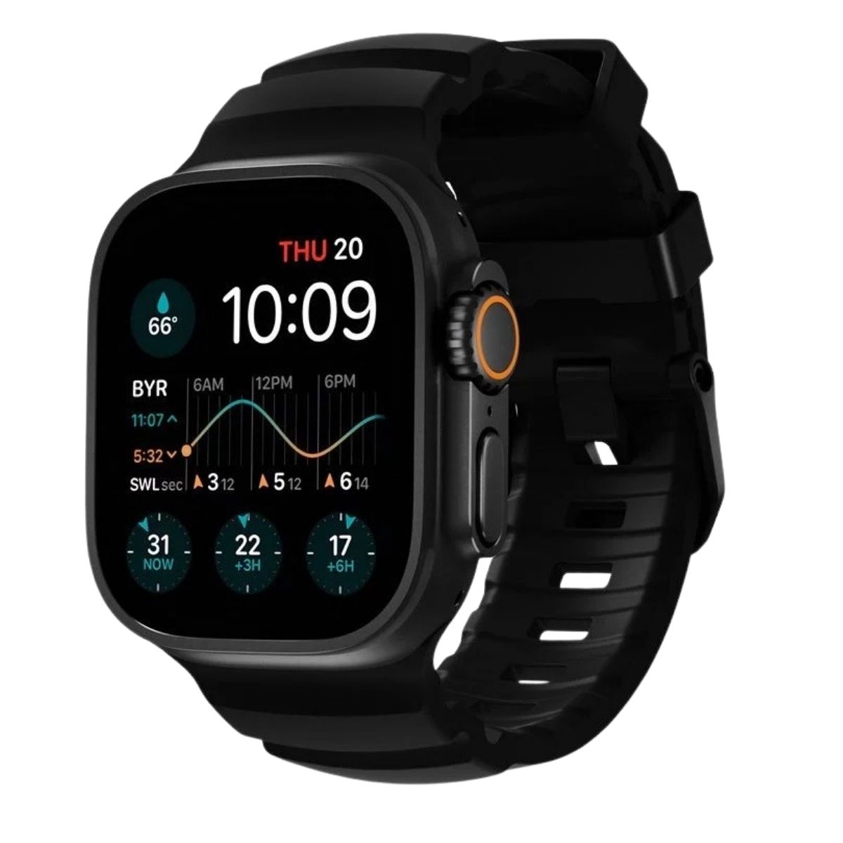 Nomad Rocky Point Band Apple Watch Ultra 46mm / 49mm Carbon Zwart Connector Zwart - NM011697858