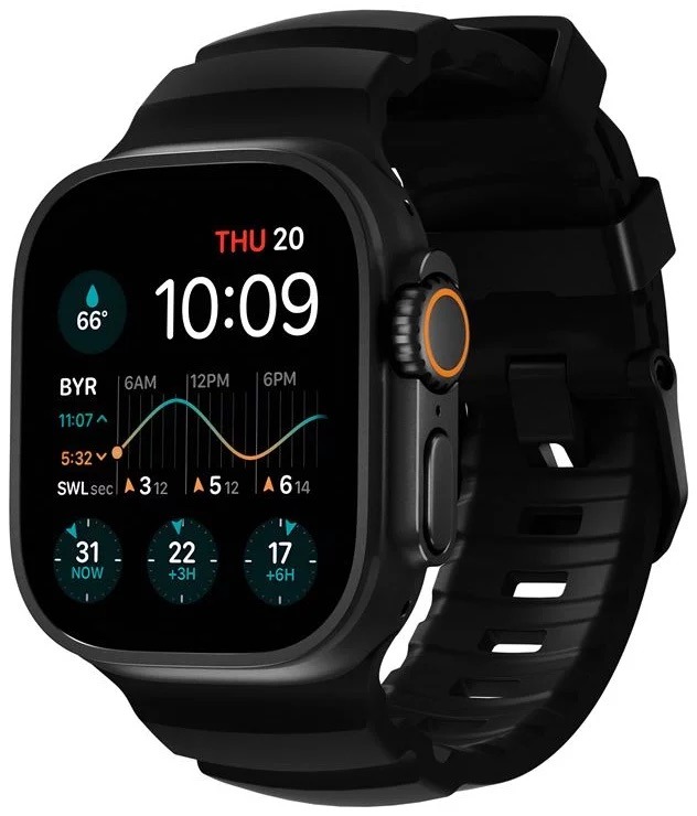 Nomad Rocky Point Band Apple Watch Ultra 46mm / 49mm Carbon Zwart Connector Zwart - NM011697858