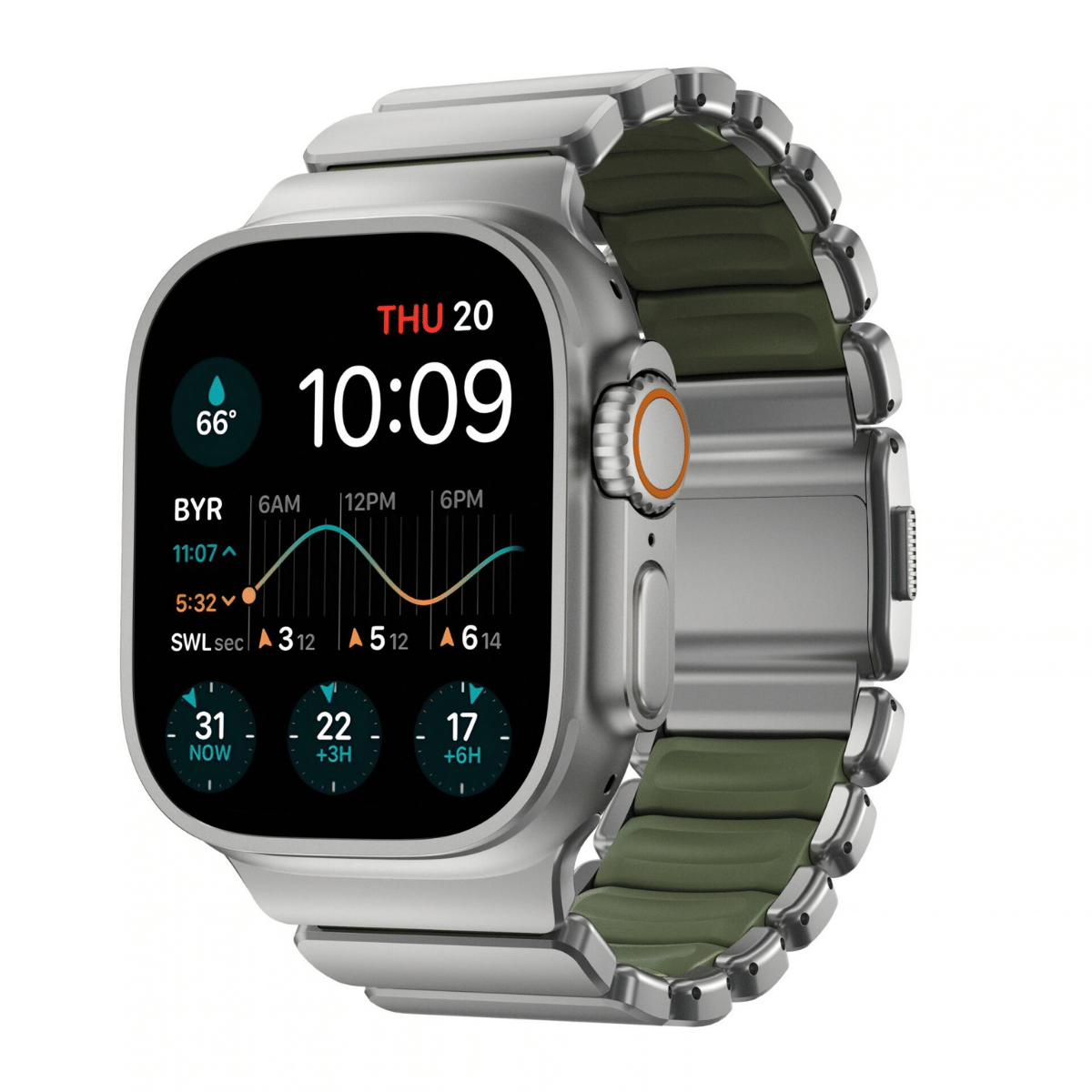 Nomad Stratos Titanium Strap Apple Watch 44mm / 45mm / 46mm / 49mm Natural/Forest - NM009568858