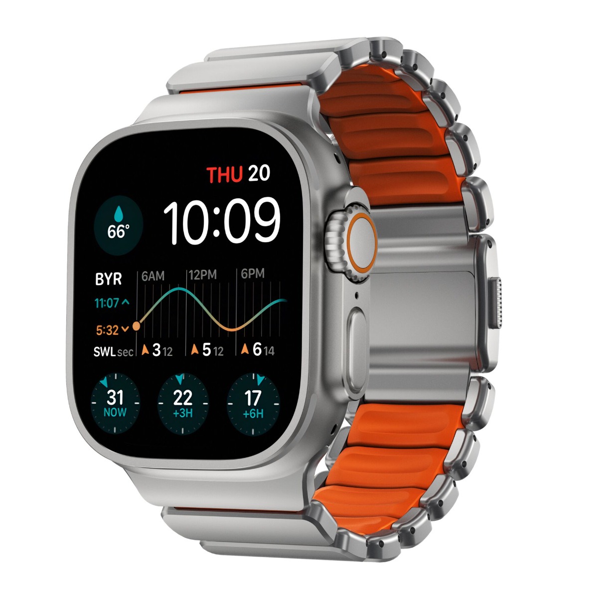 Nomad Stratos Titanium Strap Apple Watch 44mm / 45mm / 46mm / 49mm Naturel/Ultra Orange - NM011123858