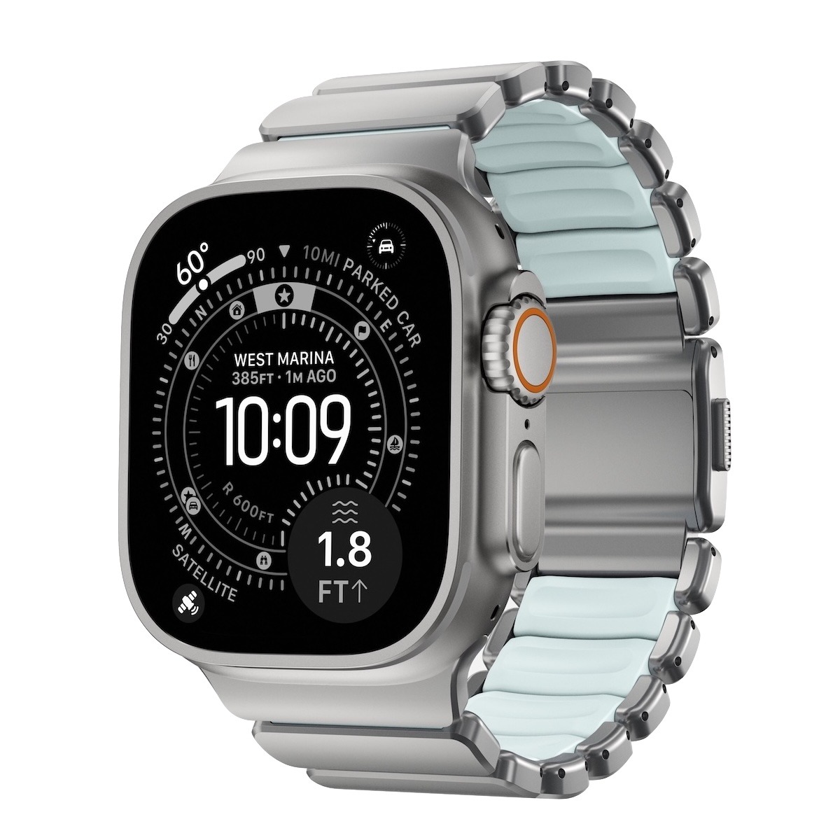 Nomad Stratos Titanium Strap Apple Watch 44mm / 45mm / 46mm / 49mm Natural / Icy Blue Glow - NM009902858