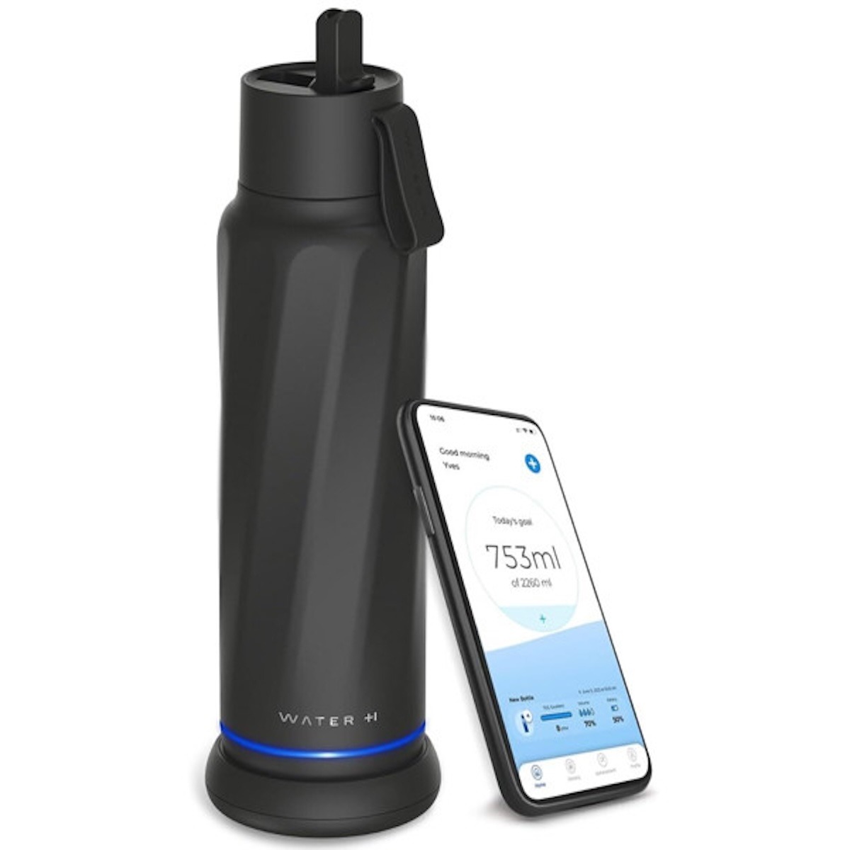 WaterH VITA Slimme Waterfles Zwart - B002BK