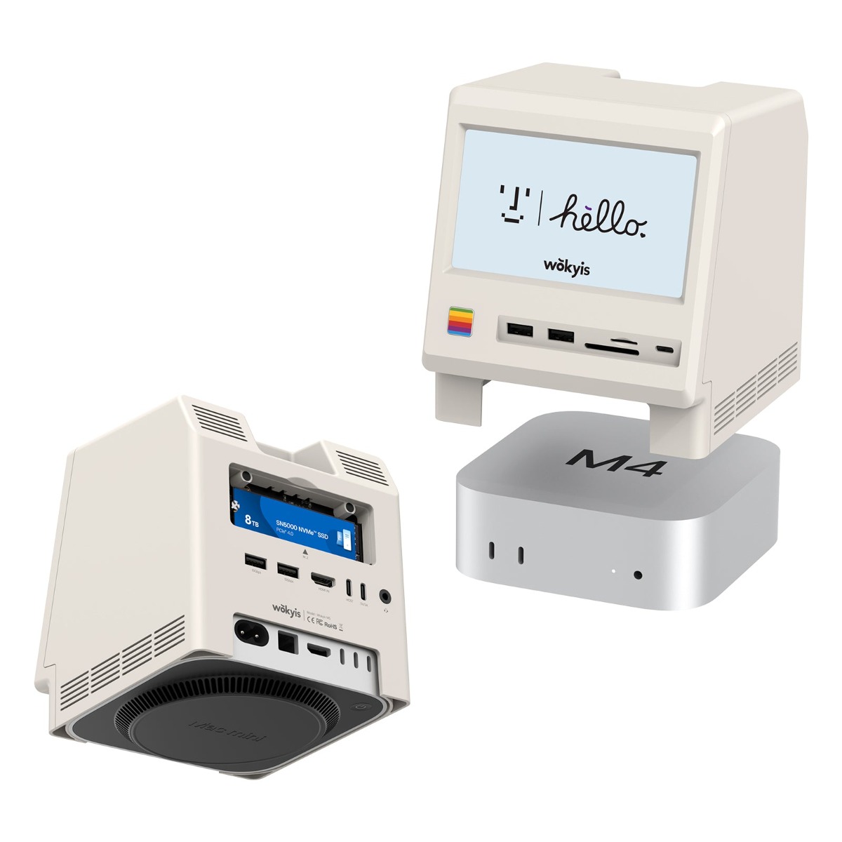 Wokyis Retro Docking Station met 10Gbps SSD NVMe-behuizing en 5-inch display - W-M5-10Gbps