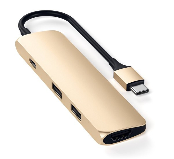 Satechi Type-C USB Passthrough HDMI Hub goud