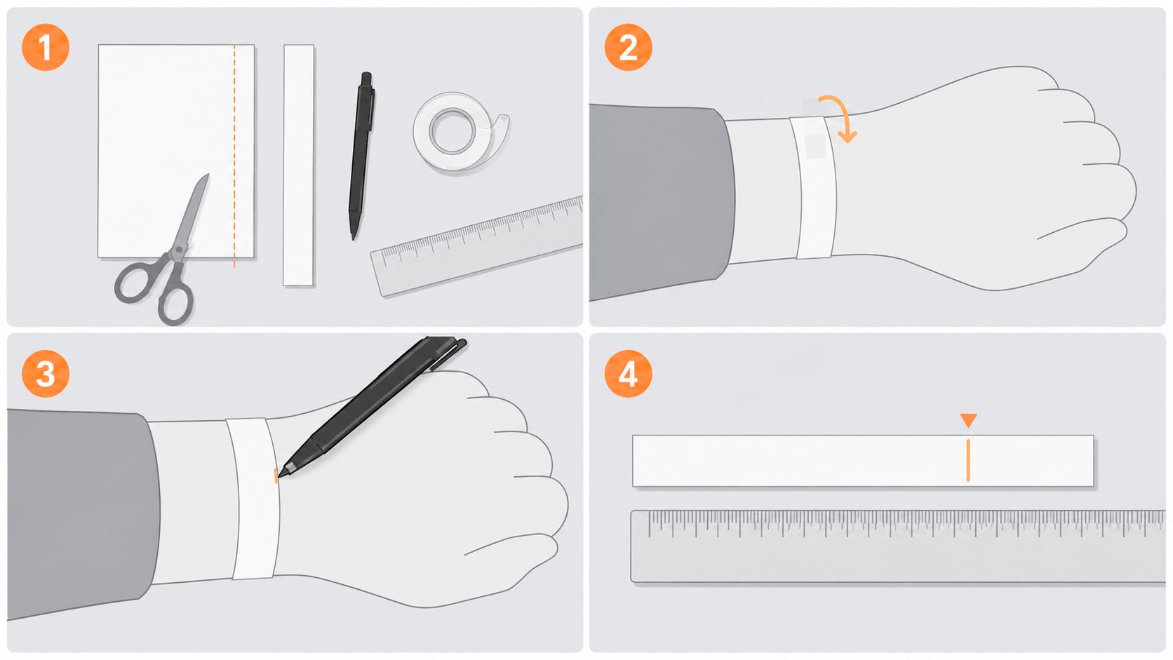 Stappenplan Apple Watch maat meten met papier en liniaal
