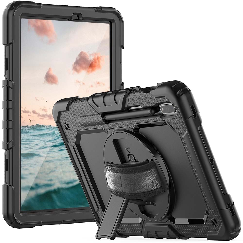 Casecentive Handstrap Pro Hardcase met handvat Galaxy Tab S8 Ultra zwart